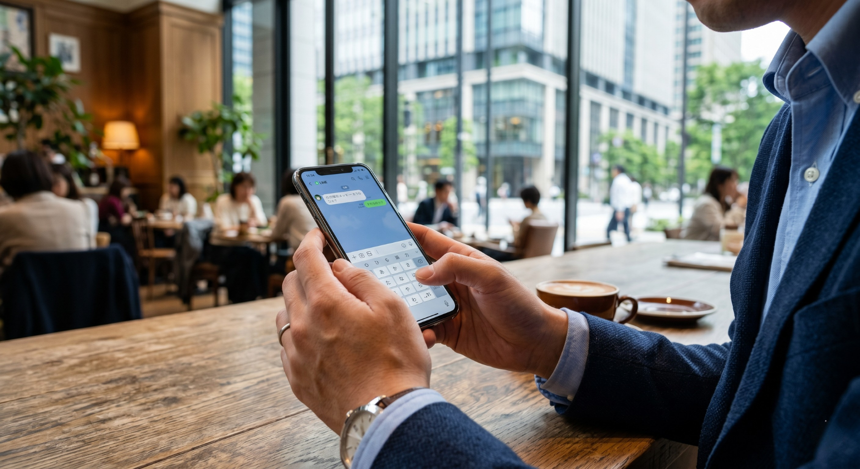 スマホで振り返りを入力する手元